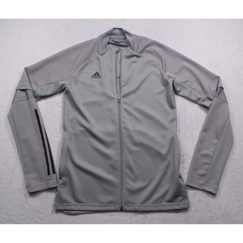 Adidas Sweatshirt Womens Size Small Gray Full Zip Pockets‎ Track Aeroready